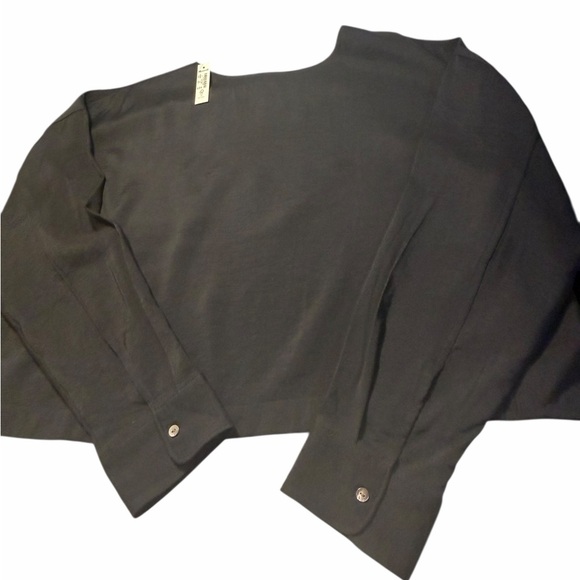 NWT Madewell Long Sleeve Crop Tulip Back Elegant Black Women's Top Small - Picture 7 of 12